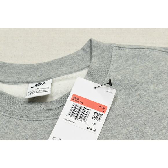 NEW Nike Sportswear Fleece Grey Heather Crewneck Sweatshirt Sz L BV2662-063 Larg - Picture 3 of 8